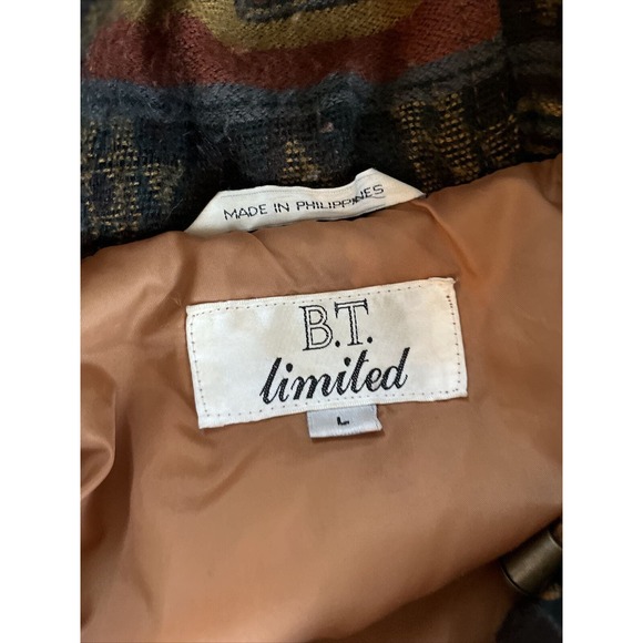BT Ltd Jacket Mens Large Suede + Aztec Southwest Hood Lined Car Coat Vintage - Picture 3 of 16